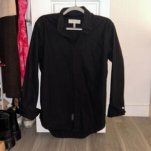 Black Long Sleeved Button-Down